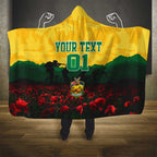 Personalized Australian Jackaroos ANZAC Hooded Blanket Poppy Field Soldiers Silhouette Sunset Commemorative Design