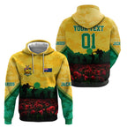 Personalized Australian Jackaroos ANZAC Hoodie Poppy Field Soldiers Silhouette Sunset Commemorative Design