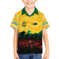 Personalized Australian Jackaroos ANZAC Kid Hawaiian Shirt Poppy Field Soldiers Silhouette Sunset Commemorative Design