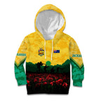 Personalized Australian Jackaroos ANZAC Kid Hoodie Poppy Field Soldiers Silhouette Sunset Commemorative Design