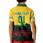 Personalized Australian Jackaroos ANZAC Kid Polo Shirt Poppy Field Soldiers Silhouette Sunset Commemorative Design