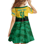 Personalized Australian Jackaroos ANZAC Kid Short Sleeve Dress Poppy Field Soldiers Silhouette Sunset Commemorative Design