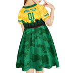Personalized Australian Jackaroos ANZAC Kid Short Sleeve Dress Poppy Field Soldiers Silhouette Sunset Commemorative Design