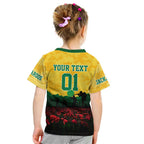 Personalized Australian Jackaroos ANZAC Kid T Shirt Poppy Field Soldiers Silhouette Sunset Commemorative Design
