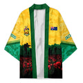 Personalized Australian Jackaroos ANZAC Kimono Poppy Field Soldiers Silhouette Sunset Commemorative Design