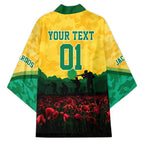 Personalized Australian Jackaroos ANZAC Kimono Poppy Field Soldiers Silhouette Sunset Commemorative Design