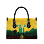 Personalized Australian Jackaroos ANZAC Leather Bag Poppy Field Soldiers Silhouette Sunset Commemorative Design