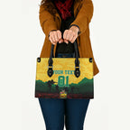 Personalized Australian Jackaroos ANZAC Leather Bag Poppy Field Soldiers Silhouette Sunset Commemorative Design