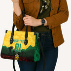 Personalized Australian Jackaroos ANZAC Leather Bag Poppy Field Soldiers Silhouette Sunset Commemorative Design