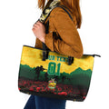 Personalized Australian Jackaroos ANZAC Leather Tote Bag Poppy Field Soldiers Silhouette Sunset Commemorative Design