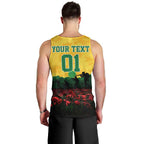 Personalized Australian Jackaroos ANZAC Men Tank Top Poppy Field Soldiers Silhouette Sunset Commemorative Design
