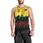 Personalized Australian Jackaroos ANZAC Men Tank Top Poppy Field Soldiers Silhouette Sunset Commemorative Design