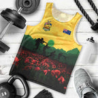 Personalized Australian Jackaroos ANZAC Men Tank Top Poppy Field Soldiers Silhouette Sunset Commemorative Design