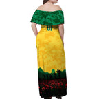 Personalized Australian Jackaroos ANZAC Off Shoulder Maxi Dress Poppy Field Soldiers Silhouette Sunset Commemorative Design