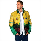 Personalized Australian Jackaroos ANZAC Padded Jacket Poppy Field Soldiers Silhouette Sunset Commemorative Design