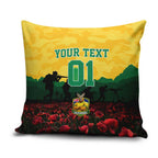 Personalized Australian Jackaroos ANZAC Pillow Cover Poppy Field Soldiers Silhouette Sunset Commemorative Design