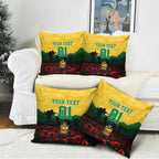 Personalized Australian Jackaroos ANZAC Pillow Cover Poppy Field Soldiers Silhouette Sunset Commemorative Design