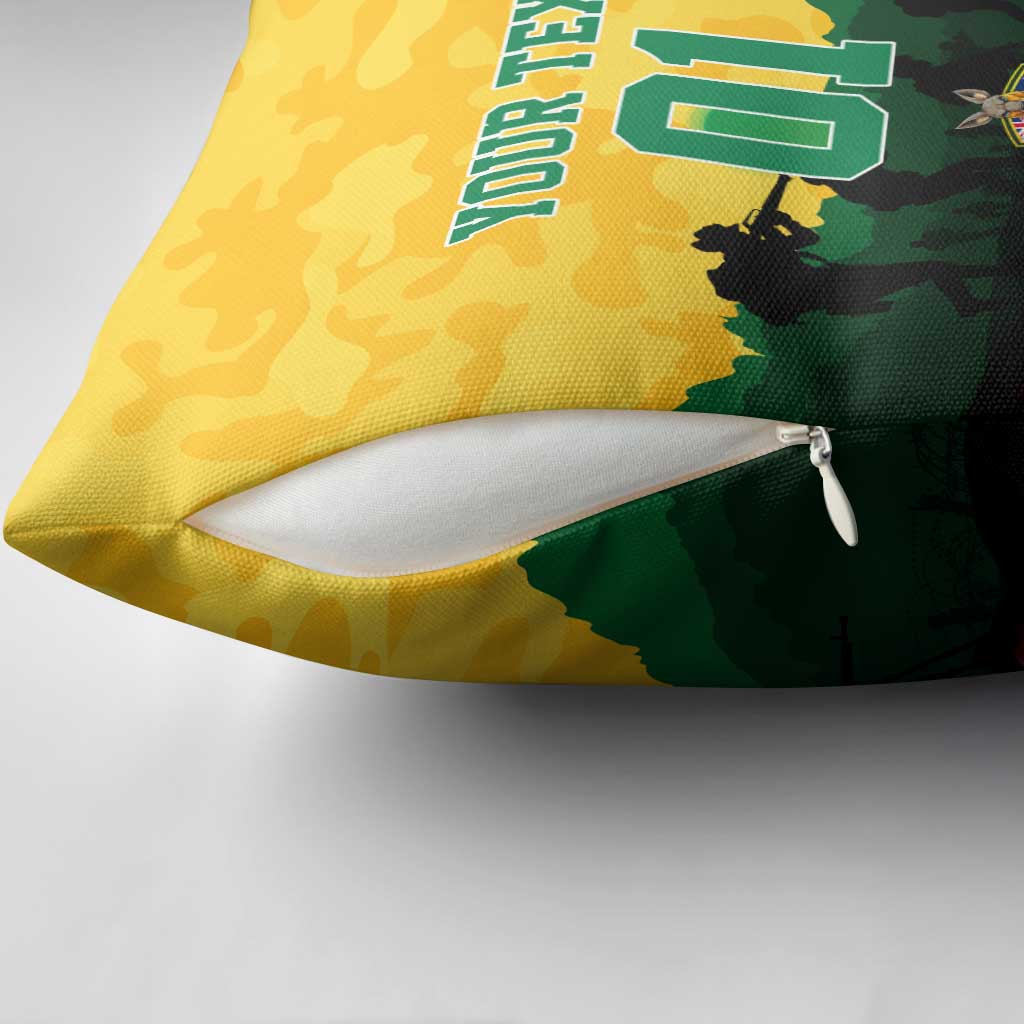 Personalized Australian Jackaroos ANZAC Pillow Cover Poppy Field Soldiers Silhouette Sunset Commemorative Design