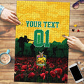 Personalized Australian Jackaroos ANZAC Puzzle Poppy Field Soldiers Silhouette Sunset Commemorative Design