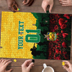 Personalized Australian Jackaroos ANZAC Puzzle Poppy Field Soldiers Silhouette Sunset Commemorative Design