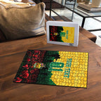 Personalized Australian Jackaroos ANZAC Puzzle Poppy Field Soldiers Silhouette Sunset Commemorative Design