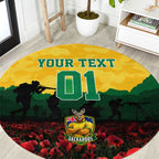 Personalized Australian Jackaroos ANZAC Round Carpet Poppy Field Soldiers Silhouette Sunset Commemorative Design