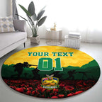 Personalized Australian Jackaroos ANZAC Round Carpet Poppy Field Soldiers Silhouette Sunset Commemorative Design