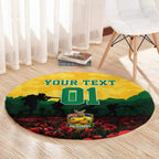 Personalized Australian Jackaroos ANZAC Round Carpet Poppy Field Soldiers Silhouette Sunset Commemorative Design