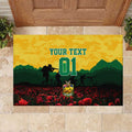 Personalized Australian Jackaroos ANZAC Rubber Doormat Poppy Field Soldiers Silhouette Sunset Commemorative Design
