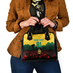 Personalized Australian Jackaroos ANZAC Shoulder Handbag Poppy Field Soldiers Silhouette Sunset Commemorative Design