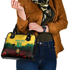 Personalized Australian Jackaroos ANZAC Shoulder Handbag Poppy Field Soldiers Silhouette Sunset Commemorative Design