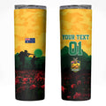 Personalized Australian Jackaroos ANZAC Skinny Tumbler Poppy Field Soldiers Silhouette Sunset Commemorative Design
