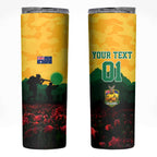 Personalized Australian Jackaroos ANZAC Skinny Tumbler Poppy Field Soldiers Silhouette Sunset Commemorative Design