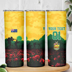 Personalized Australian Jackaroos ANZAC Skinny Tumbler Poppy Field Soldiers Silhouette Sunset Commemorative Design