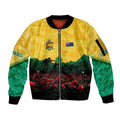 Personalized Australian Jackaroos ANZAC Sleeve Zip Bomber Jacket Poppy Field Soldiers Silhouette Sunset Commemorative Design