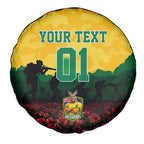 Personalized Australian Jackaroos ANZAC Spare Tire Cover Poppy Field Soldiers Silhouette Sunset Commemorative Design