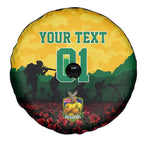 Personalized Australian Jackaroos ANZAC Spare Tire Cover Poppy Field Soldiers Silhouette Sunset Commemorative Design
