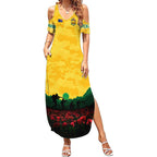 Personalized Australian Jackaroos ANZAC Summer Maxi Dress Poppy Field Soldiers Silhouette Sunset Commemorative Design