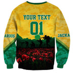 Personalized Australian Jackaroos ANZAC Sweatshirt Poppy Field Soldiers Silhouette Sunset Commemorative Design
