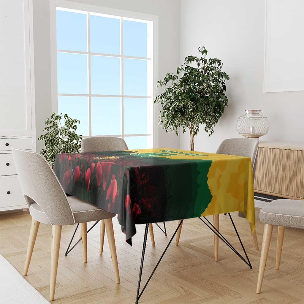 Personalized Australian Jackaroos ANZAC Tablecloth Poppy Field Soldiers Silhouette Sunset Commemorative Design
