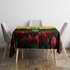 Personalized Australian Jackaroos ANZAC Tablecloth Poppy Field Soldiers Silhouette Sunset Commemorative Design