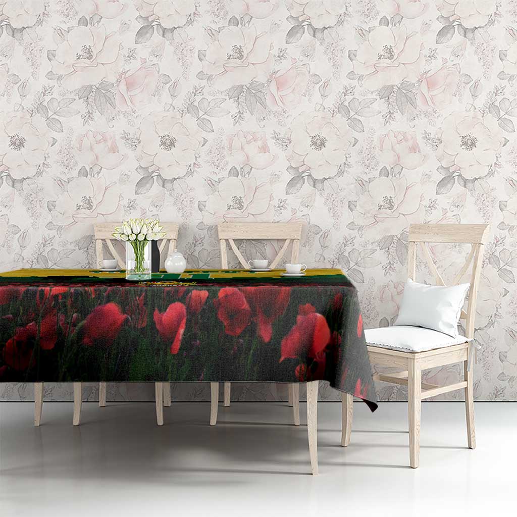 Personalized Australian Jackaroos ANZAC Tablecloth Poppy Field Soldiers Silhouette Sunset Commemorative Design