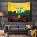 Personalized Australian Jackaroos ANZAC Tapestry Poppy Field Soldiers Silhouette Sunset Commemorative Design