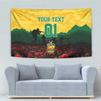 Personalized Australian Jackaroos ANZAC Tapestry Poppy Field Soldiers Silhouette Sunset Commemorative Design