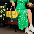 Personalized Australian Jackaroos ANZAC Tote Bag Poppy Field Soldiers Silhouette Sunset Commemorative Design