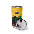 Personalized Australian Jackaroos ANZAC Tumbler Cup Poppy Field Soldiers Silhouette Sunset Commemorative Design
