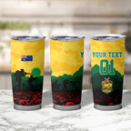 Personalized Australian Jackaroos ANZAC Tumbler Cup Poppy Field Soldiers Silhouette Sunset Commemorative Design