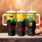 Personalized Australian Jackaroos ANZAC Tumbler With Handle Poppy Field Soldiers Silhouette Sunset Commemorative Design