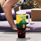 Personalized Australian Jackaroos ANZAC Tumbler With Handle Poppy Field Soldiers Silhouette Sunset Commemorative Design