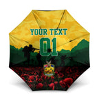Personalized Australian Jackaroos ANZAC Umbrella Poppy Field Soldiers Silhouette Sunset Commemorative Design